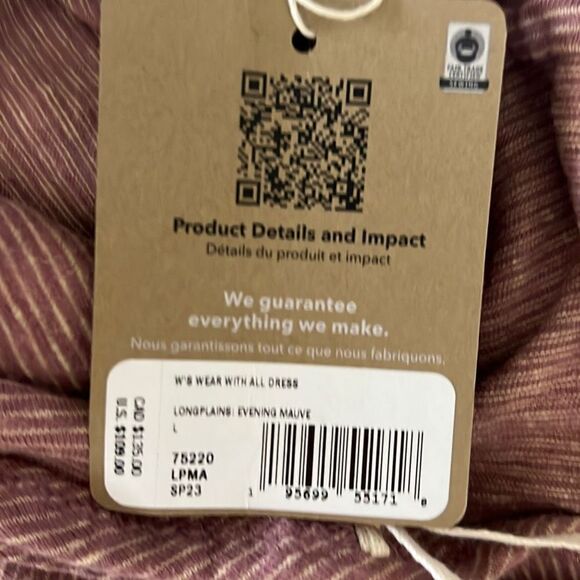 Patagonia Women's Purple & Pink Long Plains Evening Mauve Wrap Dress Size Large - Picture 6 of 6